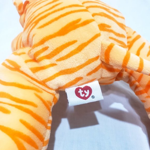 Ty Pillow Pals Purr Orange Stripes Tabby Tiger Cat Plush Stuffed Animal 14" 1996 - Picture 4 of 8